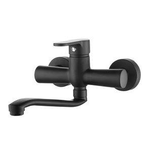 Paco Matt Black Wall-mounted <b>Sink</b> Mixer Stylish <b>Kitchen</b> <b>Faucets</b> - Product Image 1