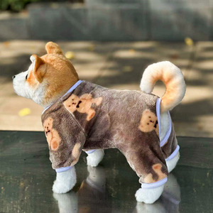 Expédition rapide, vêtements pour animaux de compagnie à quatre pattes en flanelle avec imprimé ours mignon, tenue d'automne et d'hiver pour chiens et chats - Product Image 4