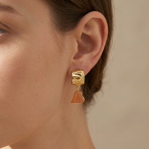 New Arrival Cat's Eye Apatite Quartz Irregular Heart Shape <b>Earring</b> <b>Solid</b> Brass 18k Gold Plated Texture <b>Hoop</b> <b>Earring</b> for Women - Product Image 3