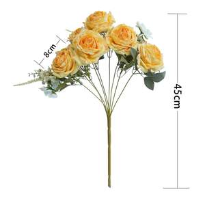 9 cabezas Jiaobian Tea Rose Simulación Flor Fabricante Ventas directas Rose Canton Fair Embellecimiento Decoración - Product Image 1