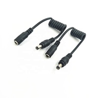 5.5x2.1mm câble d'extension d'alimentation cc plaqué or spirale enroulée mâle femelle 5521 feuille de cuivre pur blindage alimentation pour