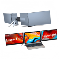 Moniteur portable S8Pro 14 pouces FHD 1080P pour ordinateur portable avec écran IPS, triple extension d'écran, interface USB Type C pour le jeu