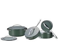 Set 8 Pcs Panci dan Wajan Die Cast Anti Lengket Lapisan Granit, Casserole, Saucepan, Deep Frypan, Kualitas Profesional Koki