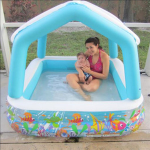 Inflatable Swimming Pool 180cm Outdoor Childrens Wading Pool With Sunshade For Home Lawn Play - Product Image 4