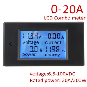 Dc 6.5 ~ 100V 0 ~ 20A 50 Een 4 In 1 Digitale Spanning Stroom Energie Meter Grote lcd-scherm Dc Voltmeter Ampèremeter