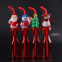 Botella de burbujas navideña con pajita, diseño de Papá Noel, muñeco de nieve y elfo, varita de burbujas de plástico PET, juguete para niños, recuerdo para fiestas navideñas
