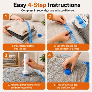 Juego de Bolsas de Almacenamiento al Vacío con Bomba de Vacío Inalámbrica, Bolsas Reutilizables Herméticas para Ropa y Edredones - Product Image 4
