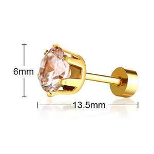 Multi Colors 18K Gold Plated Cubic Zircon Studs Earrings <strong>Stainless</strong> <strong>Steel</strong> <strong>Jewelry</strong> for Women - Product Image 2