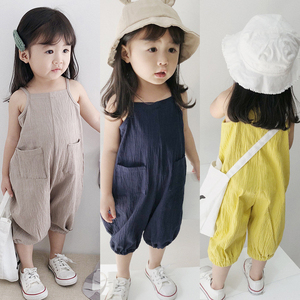 Ropa para niños pequeños en general niñas mono de bebé sin mangas de <span class=keywords><strong>lino</strong></span> ropa para niños niñas mamelucos - Product Image 1