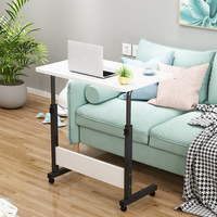 Canapé de salon bon marché Table d'appoint pour ordinateur portable Bureau d'ordinateur de chevet réglable en hauteur avec plateau en bois amovible avec roulettes