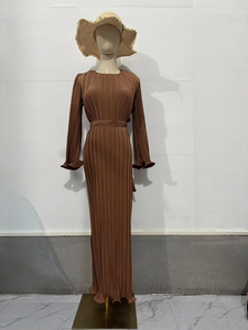 Elegante <span class=keywords><strong>abito</strong></span> Casual da donna manica lunga con <span class=keywords><strong>maniche</strong></span> a svasate pieghettate cintura in vita per feste autunnali alla moda lavabile - Product Image 5