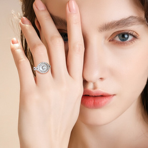 Fine Jewelry 0.5CT Oval Cut Moissanite Platinum Plated 925 <b>Sterling</b> <b>Silver</b> Prong <b>Set</b> Luxury Bridal Wedding Eternity <b>Ring</b> <b>Rings</b> - Product Image 2