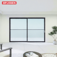 Pintu Geser Aluminium Alloy 2 Panel dengan Desain Grafis Kaca Tempered Ganda Modern untuk Interior Vila & Apartemen Hotel