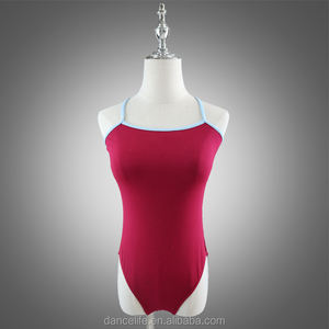 Costume de danse sans manches une pièce costume de danse tissu en nylon dessiner corde argent justaucorps gymnastique sans manches - Product Image 3