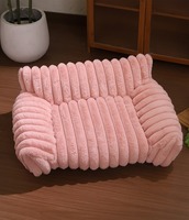Canapé pour chien en peluche rayé rectangulaire moderne de luxe, vente chaude, coussin chaud pour animaux de compagnie