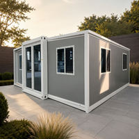 Maison conteneur pliable à double aile 20FT 30FT avec structure en acier, terrasse en WPC, unité de vacances démontable pour complexe hôtelier, villa en bord de mer