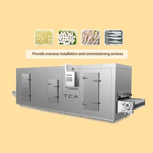 TCA IQF 100kg/h quick tunnel freezer Industrial high efficiency freeze -45 Celsius shrimps dumplings iqf