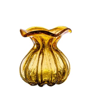 Vase en verre de table de couleur ambre à bulles en forme de sac d'argent créatif unique fait à la main mexicain personnalisé pour mariage à la maison - Product Image 2