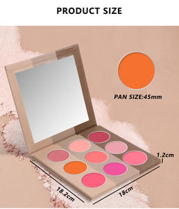 Симпатичная Косметическая 9-цветная палитра веганских румян-Водостойкая стойкая матовая натуральная Мерцающая отделка с поддержкой пользовательского логотипа - Product Image 3