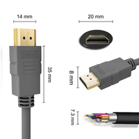 Câble audio-vidéo 4K 30Hz 60Hz 3D mâle-mâle 2.0 plaqué or 24K avec gaine en PVC pour HDTV, projecteur, moniteur d'ordinateur
