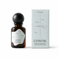 Boîte en carton personnalisée pour parfum, gris clair, papier grainé, impression diagramme quadrant, échantillon d'emballage de marque Serif, OEM