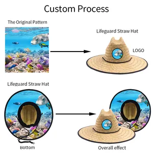 Outdoor Beach Rush Grass Lifeguard Hats Big Brim Hollow Lifeguard Safari Straw Summer Rush Beach Straw Hat