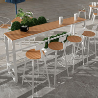 Ensemble de mobilier de bar commercial moderne multifonctionnel en fer forgé, table de comptoir et chaises, pour salon de thé, extérieur et balcon haut de gamme