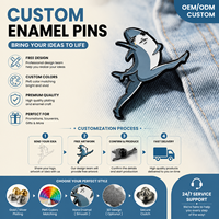 Broche en émail en gros, personnalisable, en stock, motif requin dansant amusant, badge métallique, broche de revers mignonne animal marin