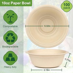 Bols en canne à sucre HL, tasses en canne à sucre, assiettes en canne à sucre 8 pouces 10 pouces - Product Image 2