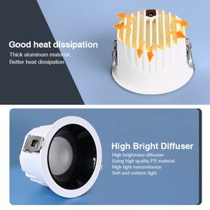 ไฟดาวน์ไลท์ LED รุ่นใหม่ 24W สำหรับใช้งานเชิงพาณิชย์ เหมาะสำหรับห้องนั่งเล่น โรงแรม ประสิทธิภาพ 80LM/W ขนาดรูเจาะ 120 มม. แสงขาว 6000K โครงอะลูมิเนียมอัลลอยด์ แบบติดตั้งถาวร - Product Image 5