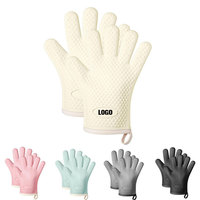 Gants de four en silicone résistants à la chaleur avec doigts, imperméables et antidérapants, doublure en coton pour grillades, cuisson et pâtisserie