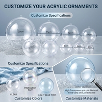 Boules de Noël en acrylique transparent, boules décoratives creuses en plastique à remplir pour les loisirs créatifs, fleurs préservées et décorations de fêtes