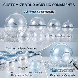 Boules <span class=keywords><strong>de</strong></span> Noël en acrylique transparent, boules décoratives creuses en plastique <span class=keywords><strong>à</strong></span> <span class=keywords><strong>remplir</strong></span> pour les loisirs créatifs, fleurs préservées et décorations <span class=keywords><strong>de</strong></span> fêtes - Product Image 5