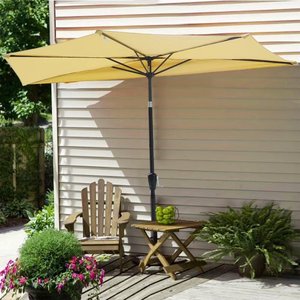 9 pieds Patio Demi Rond Parapluie Bistro de Jardin Mur <span class=keywords><strong>Balcon</strong></span> <span class=keywords><strong>Pare</strong></span>-<span class=keywords><strong>soleil</strong></span> 270cm Parasol - Product Image 5