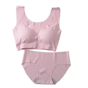 Roupa Interior das Mulheres Atacado Set sem Anel De Aço Sports One Piece Traceless Bra Set Para As Mulheres