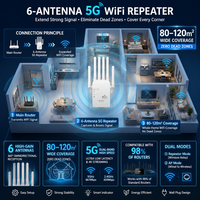 Répéteur WiFi le plus rapide 2025 avec extension WiFi 300M et 6 antennes, amplificateur de signal pour la maison, couvrant jusqu'à 837 m²