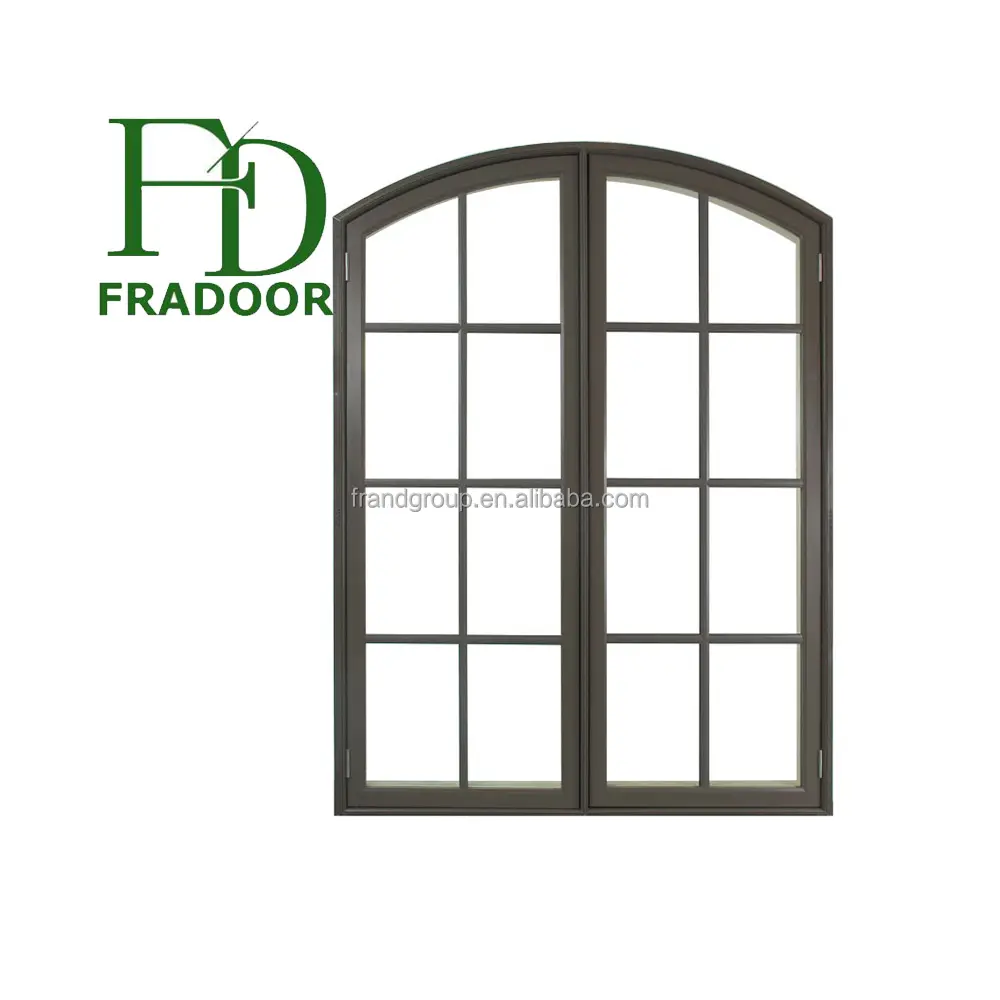 आधुनिक घर फ्रेंच फ्रेंच शैली कांच Grills एल्यूमिनियम फ्रेम आर्क दौर खिड़की