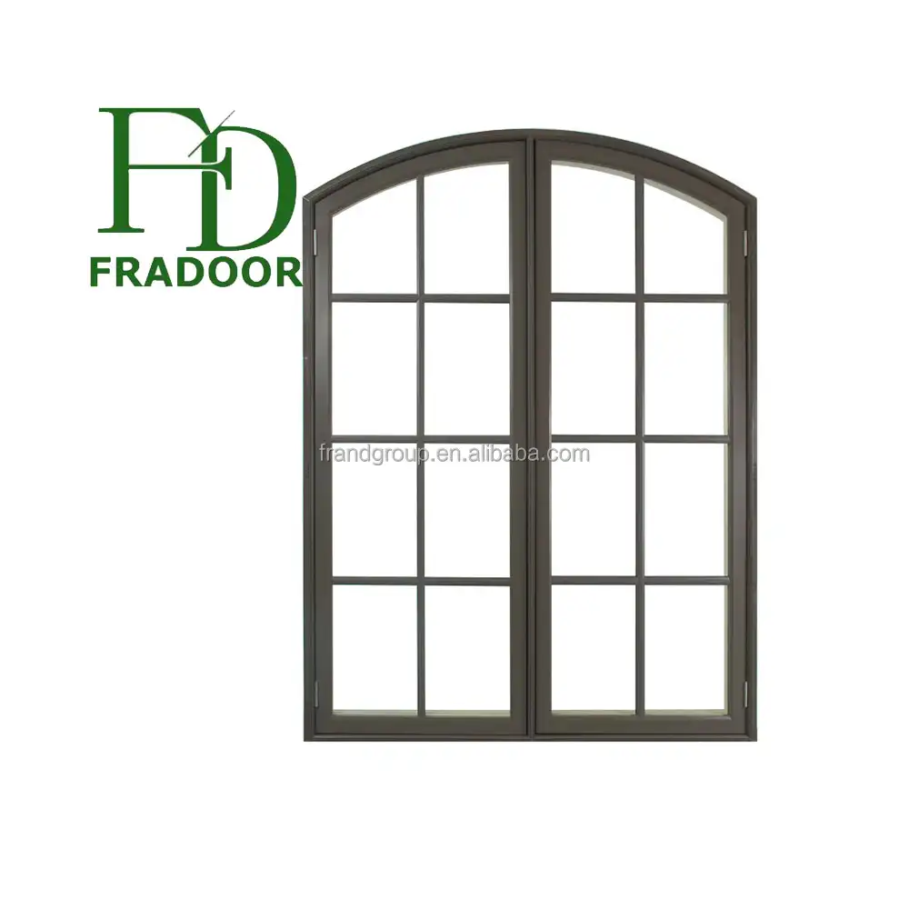 Современный дом во французском стиле, стеклянные решетки, алюминиевая рама, арка, круглое окно