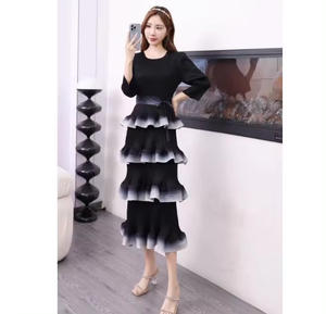 Vestido Plisado de Moda Issey Miyake Nuevo de Verano, Falda Ajustada Tipo Pastel con Encaje, Plisado Presionado, Vestidos de Talla Grande para Mujer - Product Image 5