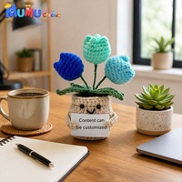 Fleur de tulipe au crochet faite à la main, carte de soutien émotionnel éternelle, cadeau pour la fête des mères, cadeau de remise de diplôme, vente en gros personnalisée
