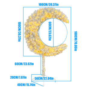 Decorazioni per il Ramadan in Vendita Transfrontaliera, Luci LED Bianco Caldo, Supporto in Metallo a Forma di Mezzaluna, Decorazione per Albero di Natale - Product Image 4