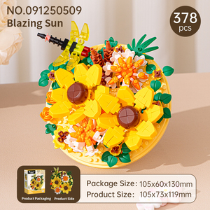 Ensemble de blocs de construction tendance Fleur de tournesol, jouets en briques botaniques DIY durables, décoration libellule, ornement de table - Product Image 2
