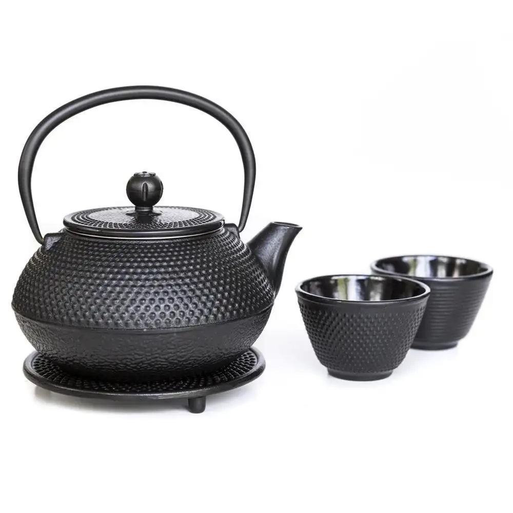 Wholesale 4 Pieces Hand Tetsubin Tea Kettle Cast Iron Teapot Cup Trivet Set for Brewing Loose leaf Tea