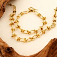 Ensemble collier et bracelet en acier titane style épines Hip Hop Punk, tendance intemporelle, chaîne de clavicule simple, vente en gros