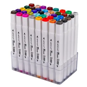 24 रंग डबल टिप फ्लोरोसेंट पानी के रंग का ब्रश सफेद रंग हाइलाइटर मार्कर पेन स्टॉक है कलम