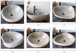 Fregadero de agua para interiores y exteriores Guijarro de Río Recipiente de piedra natural Lavado a mano Lavabo Piedra <span class=keywords><strong>Baño</strong></span> al aire libre USO - Product Image 6