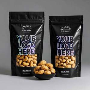 Sacs en mylar noir mat imprimés sur mesure pour aliments, fenêtre d'emballage en feuille d'impression par héliogravure au détail pour noix de cajou, chewing-gum, sushi - Product Image 2