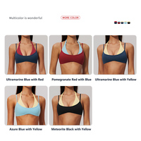 Nouveau soutien-gorge de yoga color-block 2-en-1 brossé 2026 avec bretelles doubles et col halter pour la course, le fitness et les activités sportives pour femme