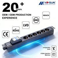 OEM/ODM Unité de distribution d'alimentation (PDU) Schuko 1,5U 19 pouces à 6 prises, montage en rack, avec câble de 2 m, pour armoire serveur et centre de données