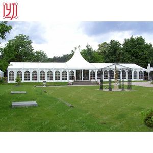 Tente de réception extérieure 15x30m à structure en aluminium blanc, toit haut, pour mariages et événements - Product Image 5